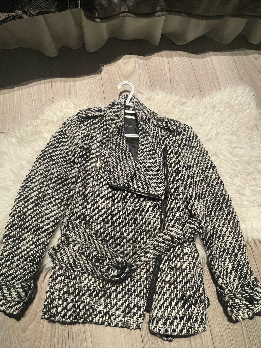 Ted Baker Black and White Woven Belted Trench Coat